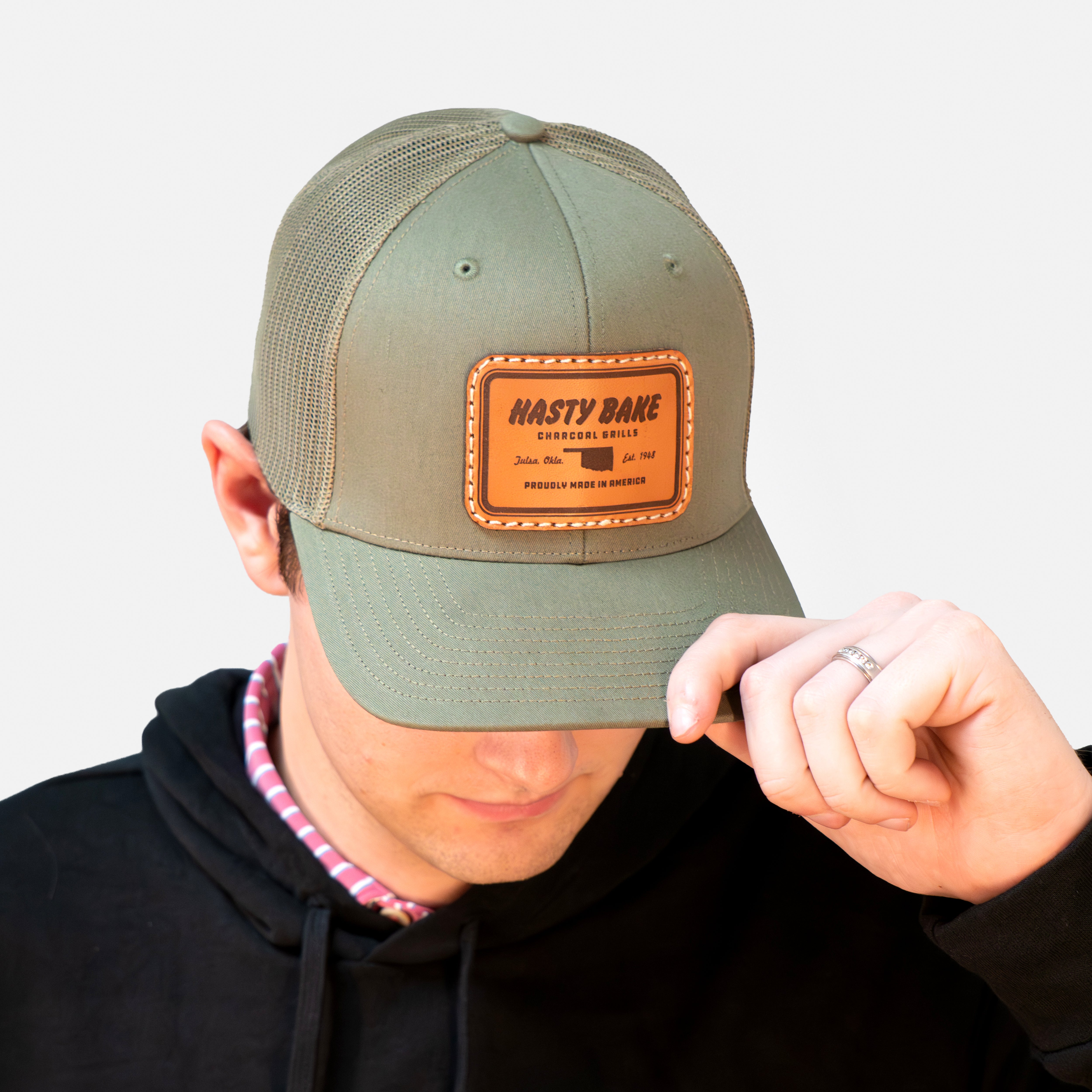 Hasty Bake Leather Patch Trucker Hat