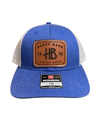 Hasty Bake Blue Square Leather Hat