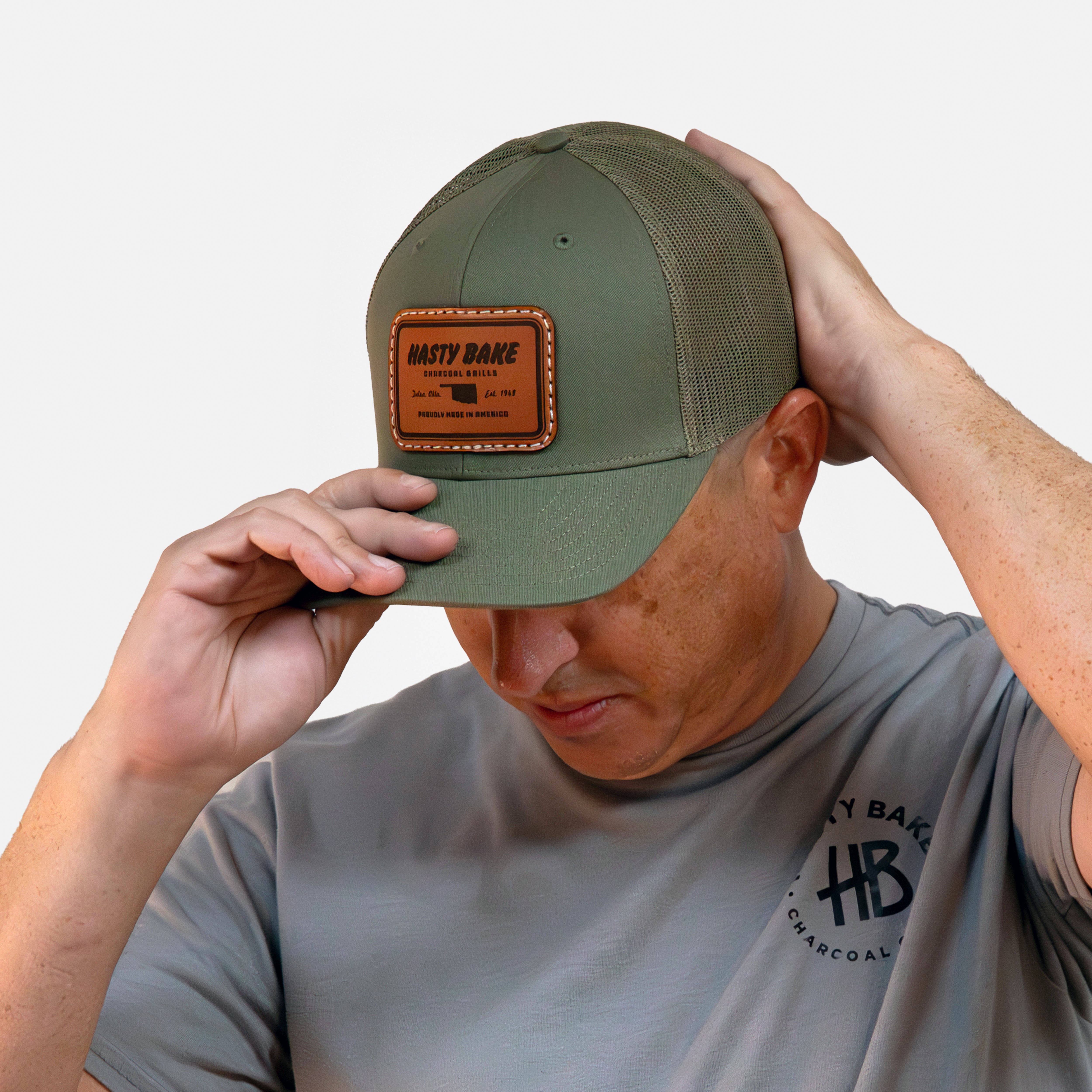 Hasty Bake Leather Patch Trucker Hat