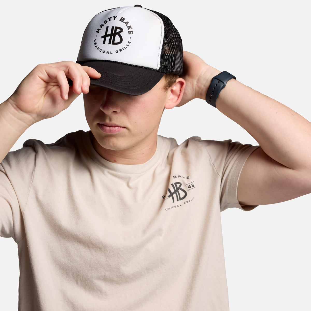 HBFoamBlackandWhiteTruckerHatv  display picture 2