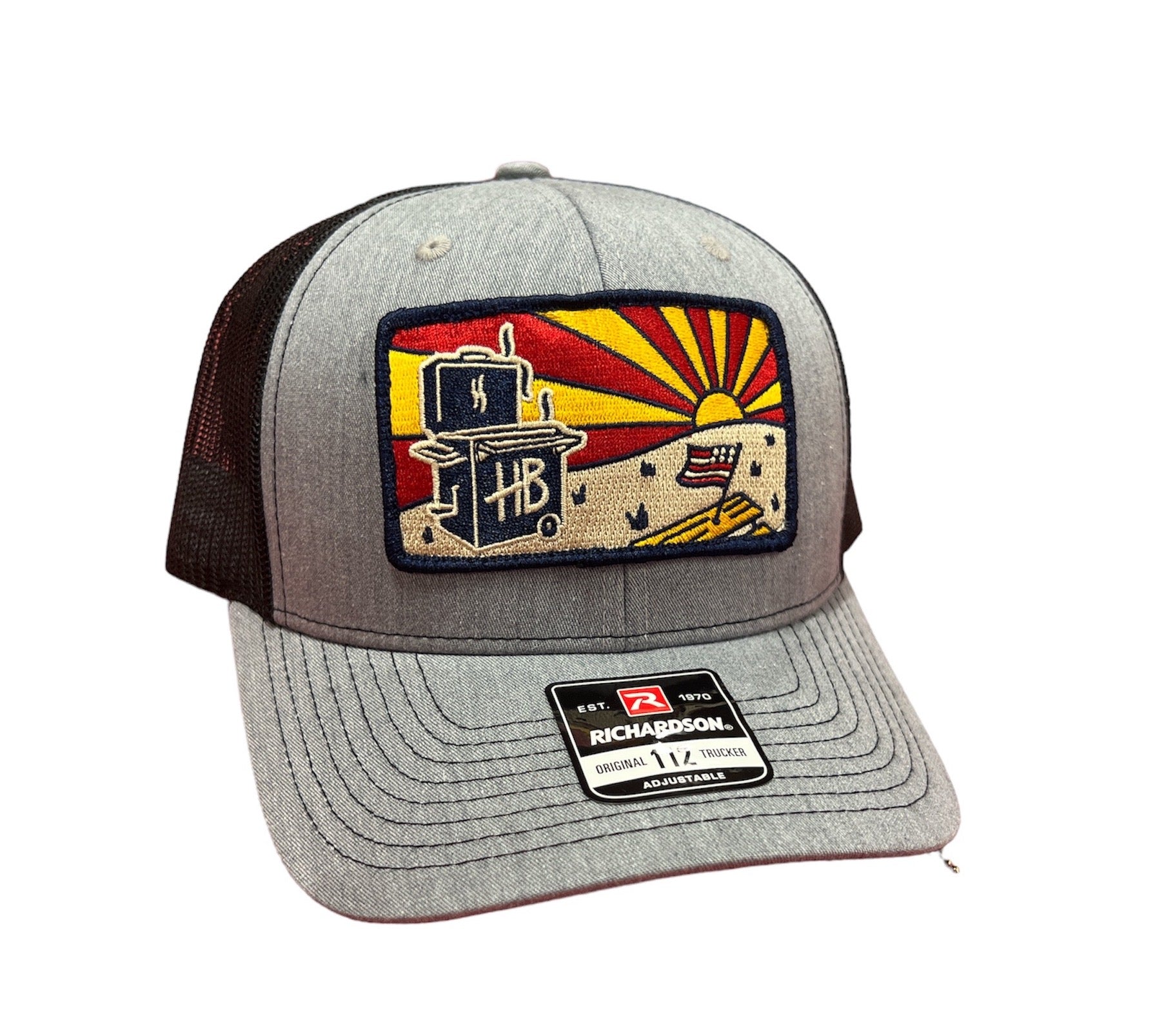 Hasty Bake Grey Trucker Hat with Flag Patch