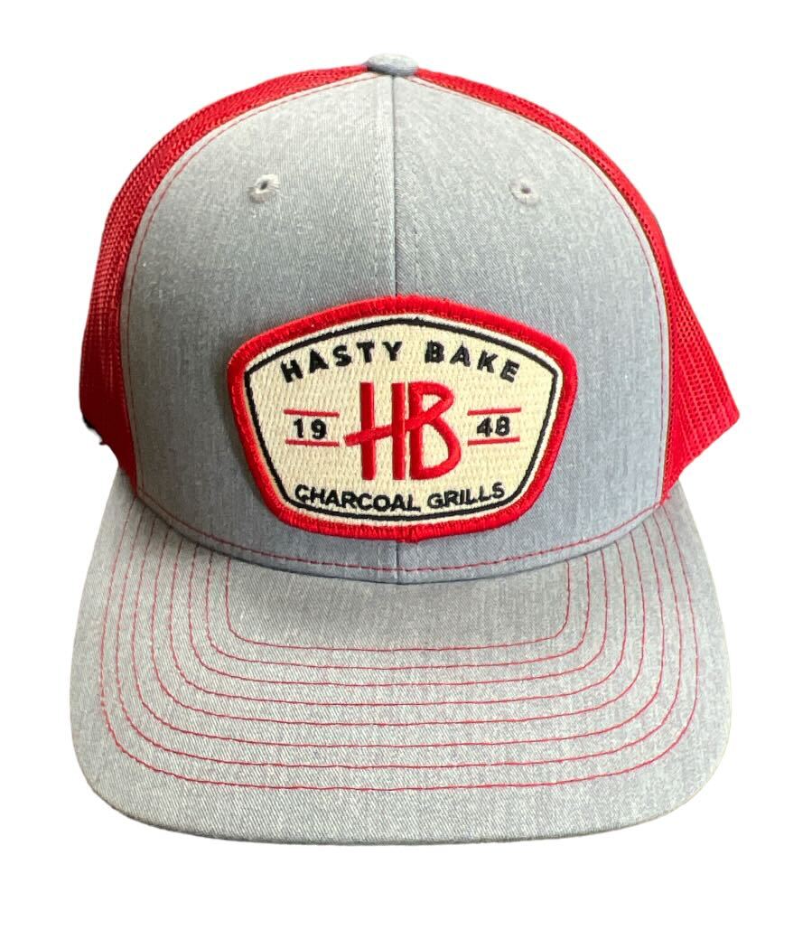 Gray and Red Trucker Hat with HB Patch